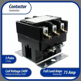 Apac-375240 Ap Appli Parts Heavy Duty 3 Poles Contactor 75 Amp 240 Volts Coil Re #3