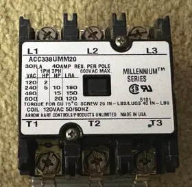 Acc338umm20 Arrow Hart Magnetic Contactor 40a 120v 3-pole Nos 40 Amp #2
