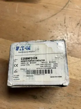 C25bnf240b Cutler-hammer Eaton / Contactor - 40 Amp 2 Pole 208-240v Coil-new