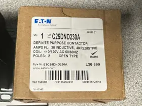 C25dnd230a Eaton New Definite Purpose Contactor 2p 30a 110-120vac Coil 600vac #2