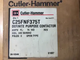 C25fnf375t Eaton / Cutler Hammer Contactor - 75 Amp 3 Pole 24v Coil 5396 #2