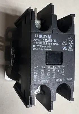 C25anb130t Eaton Cutler Hammer / Contactor - 30 Amp 1 Pole 24v Coil