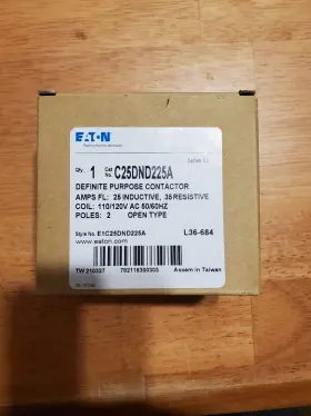 C25dnd225a Eaton Cutler Hammer / Contactor - 25 Amp 2 Pole 110/120v Coil