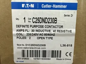 C25dnd230b Eaton Cutler Hammer / Contactor - 30 Amp 2 Pole 208/240v Coil #2