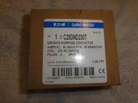 C25dnd230t Eaton Cutler Hammer New - / Contactor 30 Amp 2 Pole 24v Coil