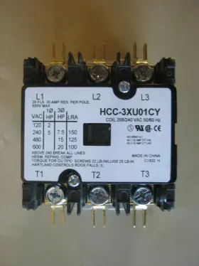 Hcc-3xu01cy Hartland Controls 3 Pole Contactor Coil 208-240vac Reznor 119627