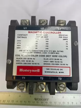 R8234b Honeywell 1030 Honerwell Contactor Gp 3 Pole 60 Full Load Amps 120 Volt Coil Used
