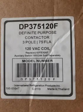 G0323.7531 International Refrigeration Products Irp Dp375120f Defenite Purpose Contactor 3pole 120v 75amps Brand New Free Ship