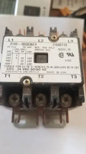 71040110.model Products Unlimited 71040110 Contactor A/c 3100 30q836cy 98. 24v Coil Usa