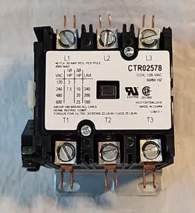 Ctr02578 Service First Contactor 120 Vac Coil 3 Pole 40 Amp - Lot Of