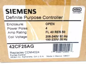 42cf25ag Siemens Siemans Furnas - Definite Purpose Contactor 240v 40a 4pl 3-20hp New #3