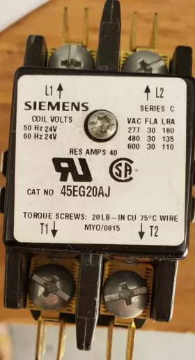 45eg20al Siemens New Genuine Seimens Contactor Series 50/60hz 240 277 Volt 30amp 2pole