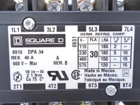 8910dpa34v02 Square D Square-d Contactor 30a 4p 20hp 575vac - 110/120v Coil -new Take Out #2