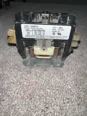 3100-20q6431 Trane Contactor 117-001 50/60 Hz 24 Vac Tyco 2 Tab Chipped Off