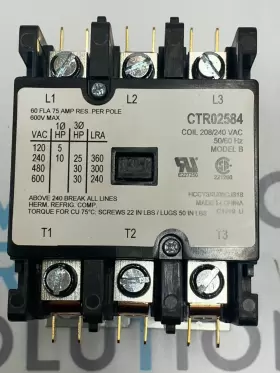 Ctr02584 Trane 3 Pole Contactor With Lugs 240v 60 Amp