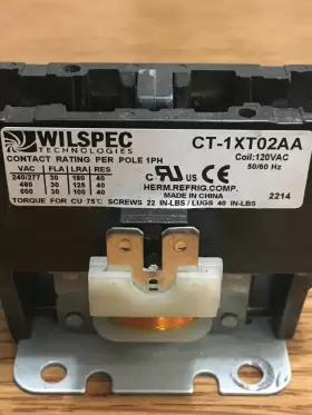 Ct-1xt02aa Wilspec Definite Purpose Contactor 30a 1 Pole With Shunt Coil 120vac #2
